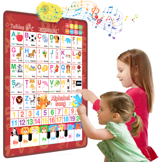 CSD01WEAP0000RD Electronic Alphabet Wall Chart, Toddler Learning Toys , Educational Toys ABC Preschool Poster, Alphabet Learning Toys, Toys for Ages 2-6, English & Spanish, Red