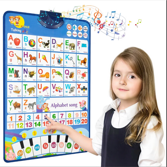 CSD01WEAP0000BUElectronic Alphabet Wall Chart, Toddler Learning Toys , Educational Toys ABC&123 Preschool Poster, Alphabet Learning Toys, Toys for Ages 2-6, English & Spanish, Blue