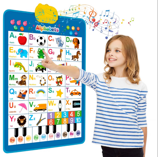 CSD02WEAP0000BUElectronic Alphabet Wall Chart, Toddler Learning Toys, Educational Toys ABC&123 Preschool Poster, Alphabet Baby Learning Toys, Toys for Ages 2-6, Blue