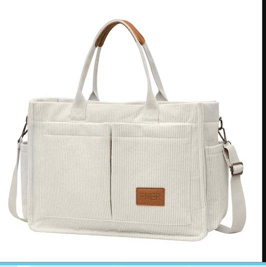 CSD02CTTB0000WHLarge Canvas Tote Bag for Women, Travel Duffel Bag, Crossbody Work Book Bible Messenger Purse Handbag w/2 Side Pockets/Wet Pocket, Value Gift for Women or Girls, Off-white