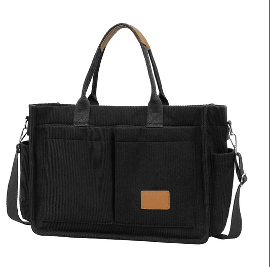 CSD02CTTB0000BKLarge Canvas Tote Bag for Women, Travel Duffel Bag, Crossbody Work Book Bible Messenger Purse Handbag w/2 Side Pockets/Wet Pocket, Value Gift for Women or Girls, Black
