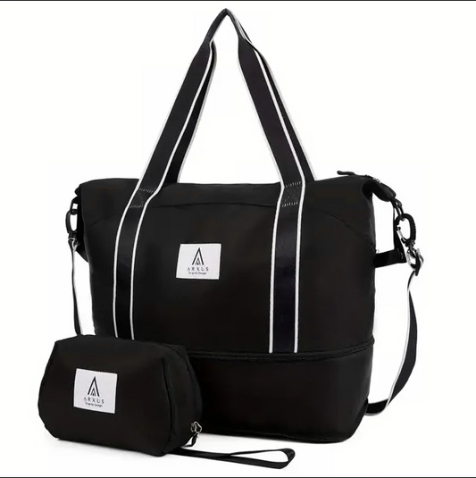 CSD02EPTB0000BKTravel Duffel Bag, Expandable Shoulder Weekender Overnight Bag for Women Sports Gym Bag,Black