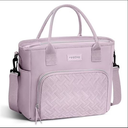 CSD01LBIB0000PP CshidWorld Insulated Lunch Bag for Men & Women - 11L Large Capacity Lunch Box for Work,Office ,Picnic, Hiking, Beach, Thermal Cooler Tote w/ Adjustable Strap, Pockets, Classic Plaid Design, Purple