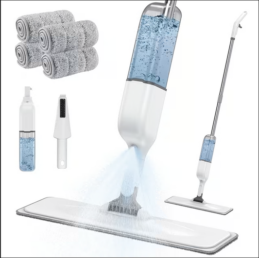 CSD02SMFF0000GY Spray Mop for Floor Cleaning with 4pcs Washable Pads, Wet Dry Microfiber Mop, Dust Mop with 500 ml Refillable Bottle for Home, Kitchen Hardwood Laminate Vinyl Wood Tile Floor Cleaners