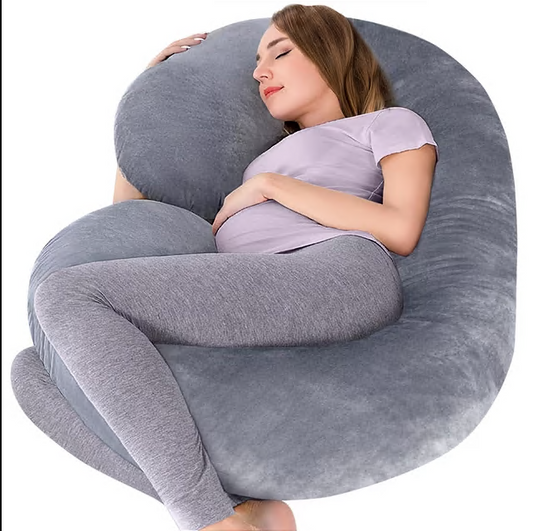 CSD03PPMP0000GYPregnancy Pillows, C Shaped Full Body Pillow for Sleeping, 58 Inch Maternity Pillow with Velvet Cover for Side Sleeper, Gray