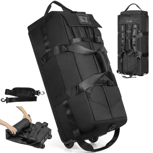 CSD01DBWR090LBK 90L Large Collapsible Rolling Duffel Bag for Travel, Black