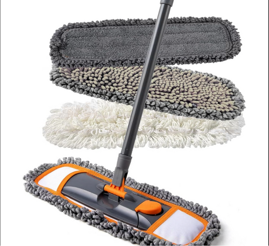 CSD01HFMF0000OG Mops for Floor Cleaning with 3 Different Washable Mop Pads and Extendable 55â Long Handle, Multifunction Dust Mop for Hardwood,Marble,Tile Floor Mopping, purple