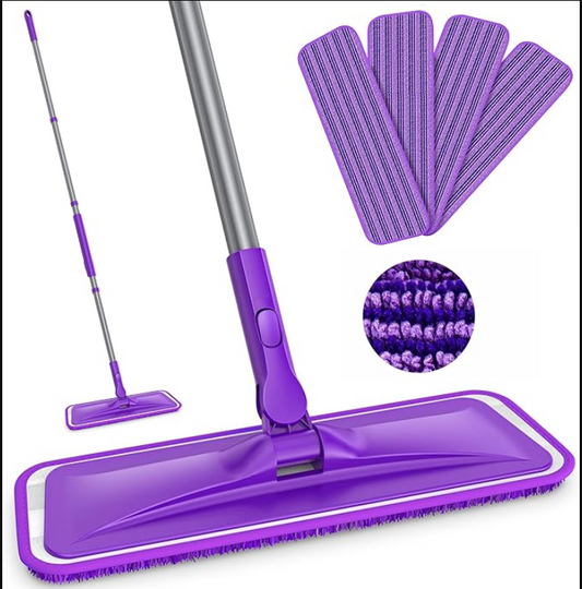 CSD080BPM0000BU Microfiber Floor Mop for Dry and Wet Floor Cleaning, Dust Mops for Floors with 3 Washable Mop Pads Cloth,