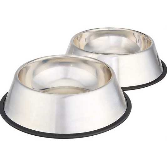 CSD01BPBC0626PNK Stainless Steel Non-Skid Pet Dog Water And Food Bowl, 2-Pack, Each Holds Up to 4 Cups