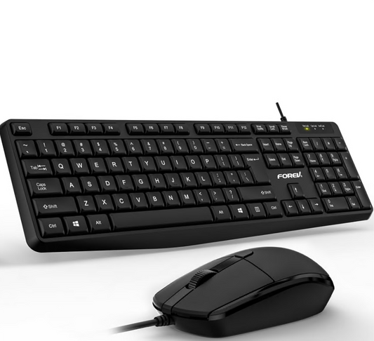 CSD01WKMCFV69BKWired Computer Keyboard and Mouse Combo for Windows, Optical Wired Mouse, Full-Size, USB, Compatible with PC, Laptop - Black