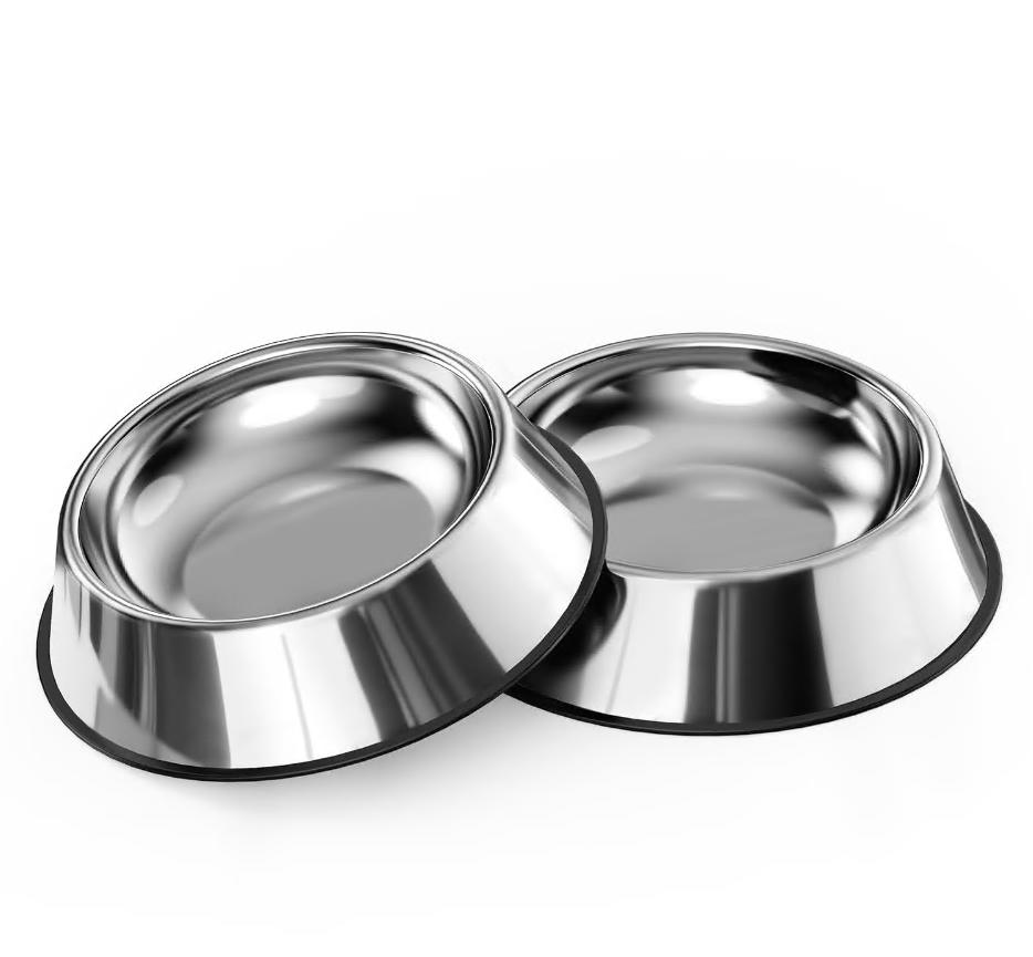 CSD02PDWB0000GY CshidWorld Stainless Steel Non-Skid Pet Dog Cat Water and Food Bowls Each Holds up to 38oz, Dishwasher Safe, Rust Resistant, BPA Free Rubber Base, 2-Pack