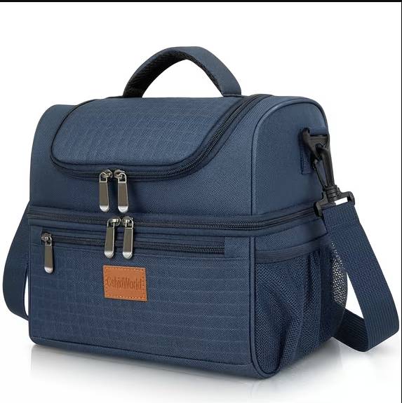 CSD02LBCF0028BU Lunch Box Bag for Men Women, 18 Qt (17L) Dual Layer, Leakproof insulated Adult Lunch Cooler Bag with Adjustable Shoulder Strap & Multiple Pockets for Work, Picnic, Travel, Blue