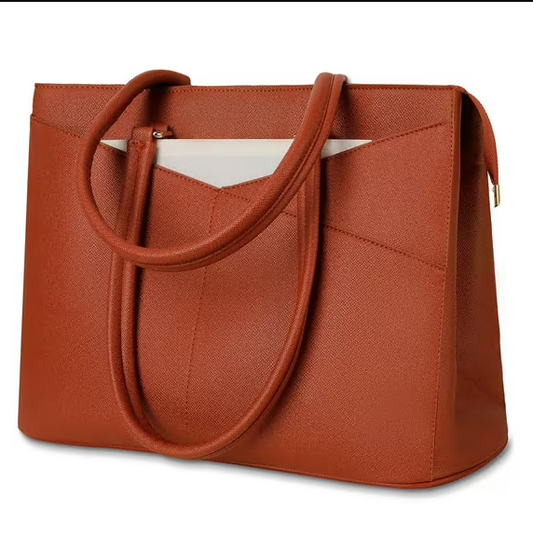 CSD01LPTB0000BR Cshidworld 15.6 Inch Waterproof Leather Laptop Bag for Women - Business Tote Briefcase for Work, Office & Travel - Brown