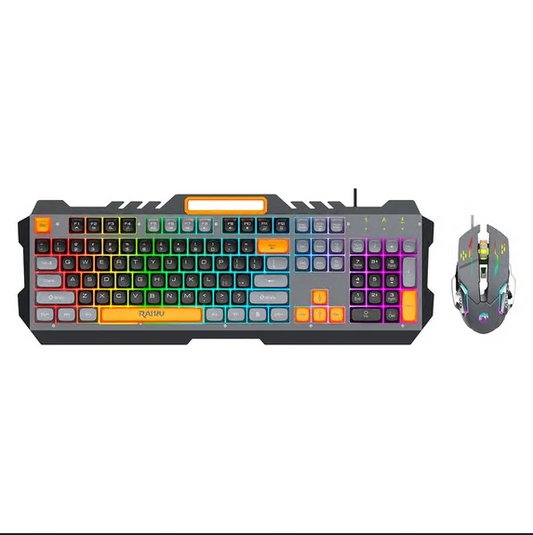 CSD01WGKBT210BK Gaming Keyboard and Mouse Combo - RGB Backlit, USB Wired Computer Keyboard, 26-Key Anti-Ghosting, Quiet Typing，for Gaming & Work,Black