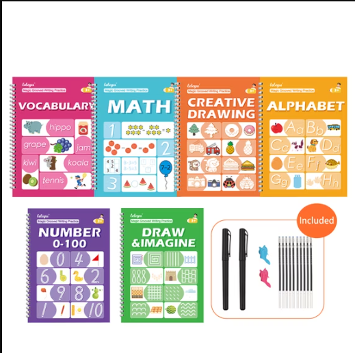 Magic Grooved Writing Practice for Kids– Reusable Handwriting Practice Books and Learning Activities, Preschool & Kindergarten School Supplies