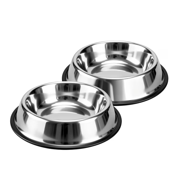 CshidWorld 2-Pack Stainless Steel Pet Dog Bowls, Non-Skid Rubber Base Dog Cat Food Water Dish, Dishwasher Safe, 38oz Each, Rust Resistant & BPA Free