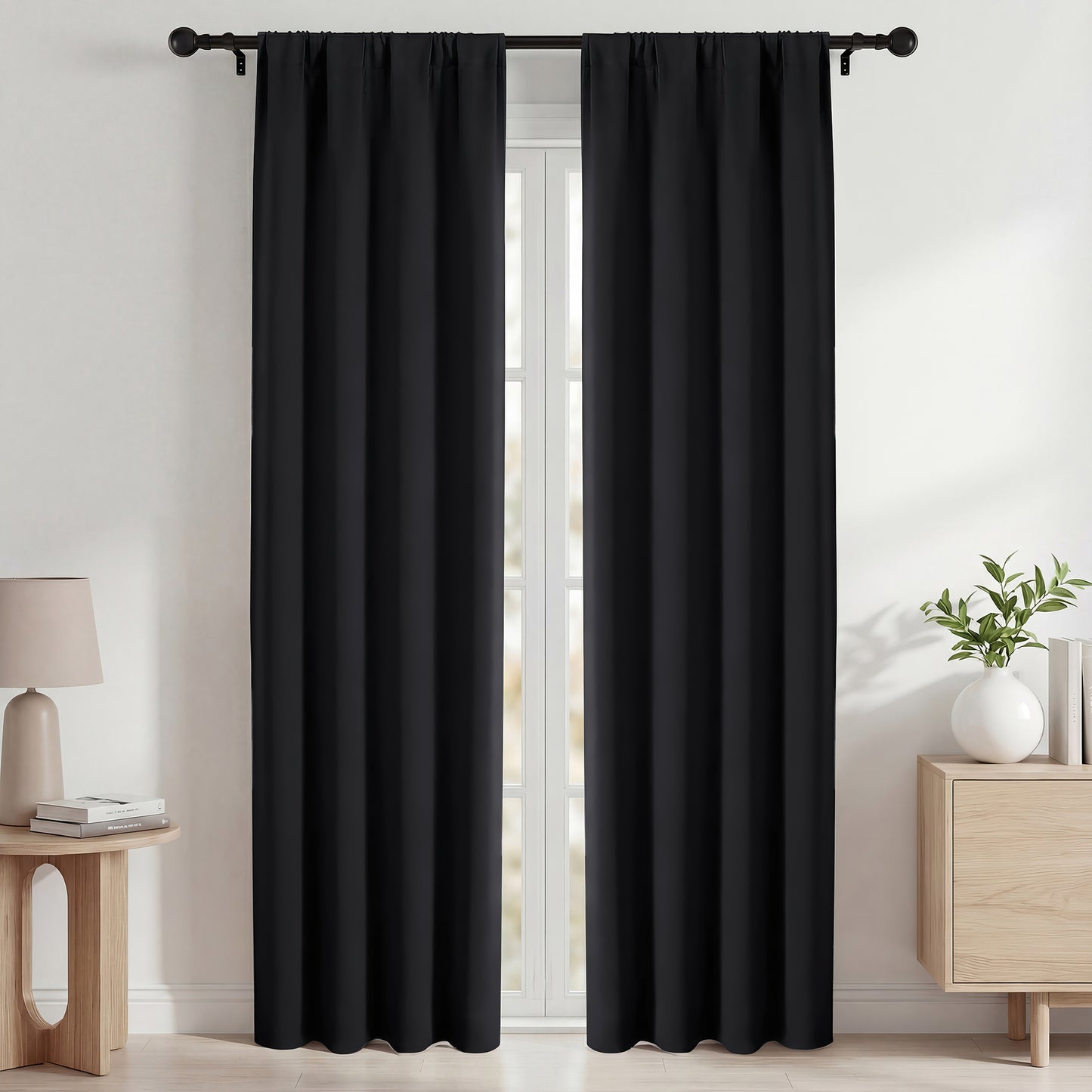 Blackout Curtains, Thermal Insulated Blackout Curtains 42x84 in, Room Darkening Rod Pocket Drapes for Living Room Bedroom, Noise Reduction Window Treatment Panels set of 2
