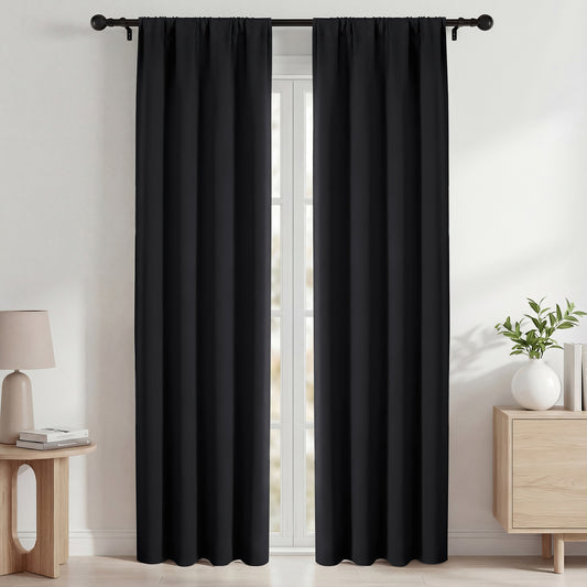 Blackout Curtains, Thermal Insulated Blackout Curtains 42x84 in, Room Darkening Rod Pocket Drapes for Living Room Bedroom, Noise Reduction Window Treatment Panels set of 2