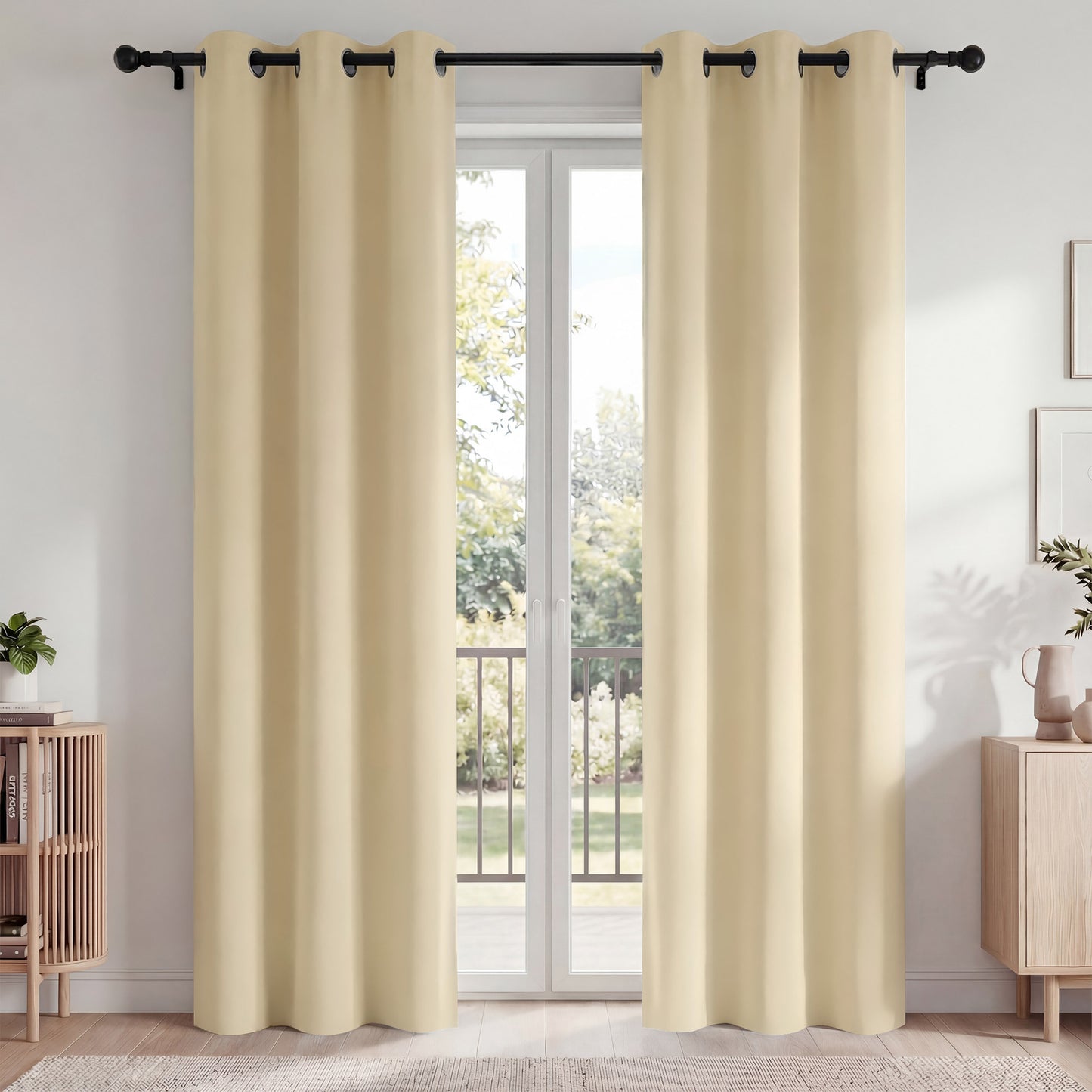 Blackout Curtains, Blackout Curtains Set of 2 for Bedroom Living Room 42x84 in, Thermal Insulated Room Darkening Drapes with Grommet Top, Noise Reduction & Light Blocking, Beige