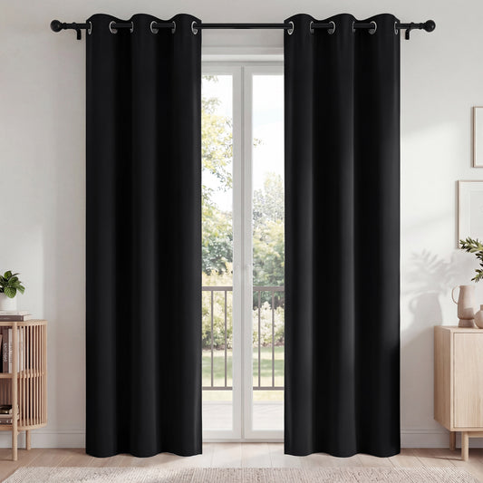 Blackout Curtains, Blackout Curtains Set of 2 for Bedroom Living Room 42x84 in, Thermal Insulated Room Darkening Drapes with Grommet Top, Noise Reduction & Light Blocking