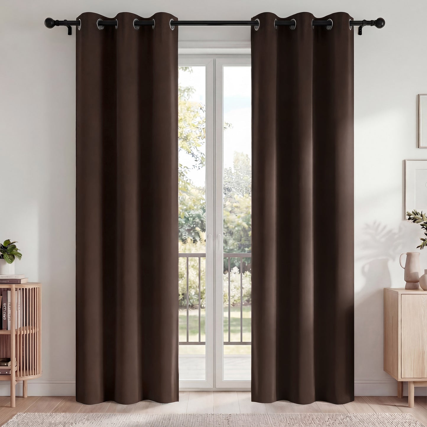 Blackout Curtains, Blackout Curtains Set of 2 for Bedroom Living Room 42x84 in, Thermal Insulated Room Darkening Drapes with Grommet Top, Noise Reduction & Light Blocking, Brown