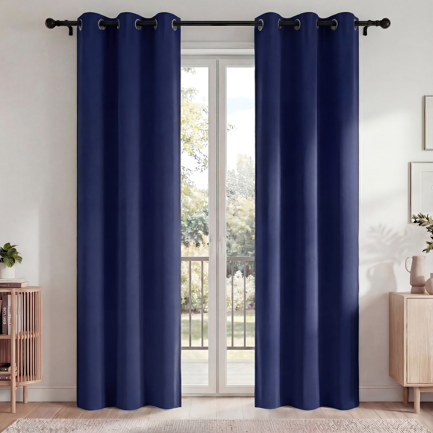 Blackout Curtains, Blackout Curtains Set of 2 for Bedroom Living Room 42x84 in, Thermal Insulated Room Darkening Drapes with Grommet Top, Noise Reduction & Light Blocking, Navy Blue
