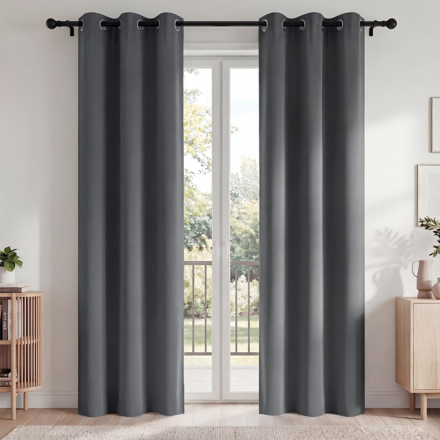 Blackout Curtains, Blackout Curtains Set of 2 for Bedroom Living Room 42x84 in, Thermal Insulated Room Darkening Drapes with Grommet Top, Noise Reduction & Light Blocking, Dark Gray