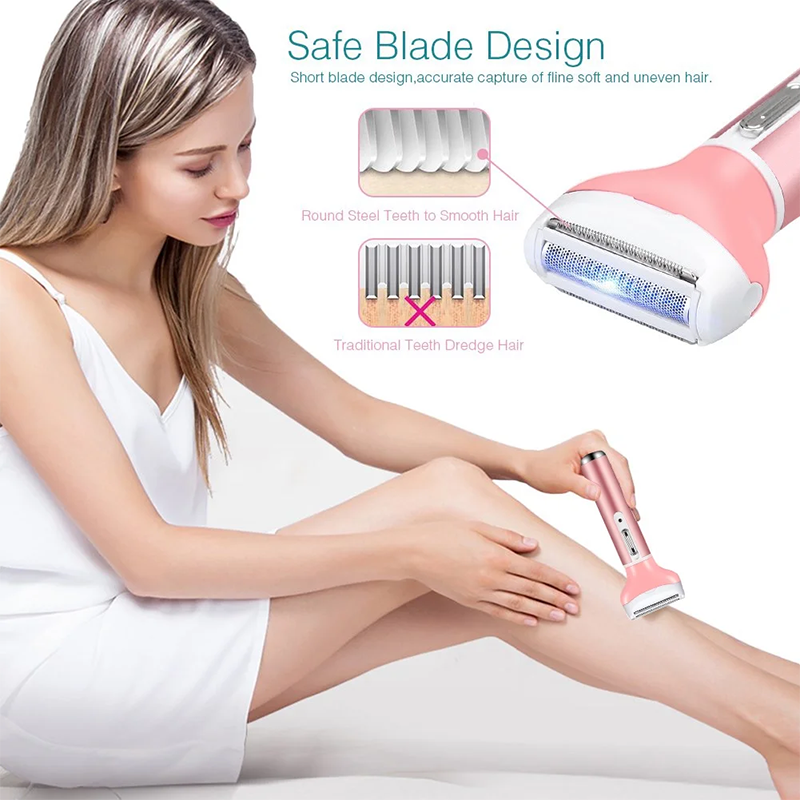 4 in 1 Women Electric Shaver Rechargeable Waterproof Razor Painless Epilator Body Hair Remover Nose Hair Beard Bikini Trimmer