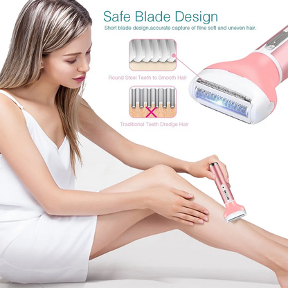 4 in 1 Women Electric Shaver Rechargeable Waterproof Razor Painless Epilator Body Hair Remover Nose Hair Beard Bikini Trimmer