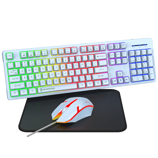 CSD02WGKBD600BUWired Gaming Keyboard & Mouse Combo, RGB Backlit Mechanical Gaming Keyboard Mouse W/ Multimedia Keys, Anti-ghosting Keys, Spill-Resistant for Windows PC Gamers/Desktop/Computer Laptop,Blue