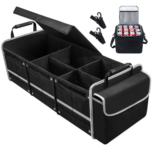 CSD02CTOZ0000BL  Cshidworld Car Trunk Storage Organizer, 4 in 1 Multi Compartment Collapsible Trunk Storage Box with Leakproof Insulated Cooler Bag for Car Truck SUV