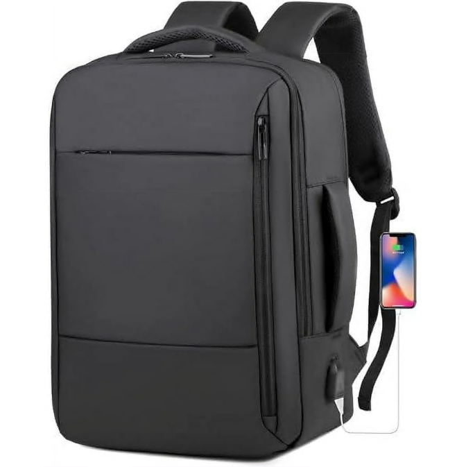 CSD02TBFM0000BKTravel Backpack with USB Charging Port 27L Expandable Carry On Backpack Water-resistant Work Business Laptop Backpack for Men and Women,Black