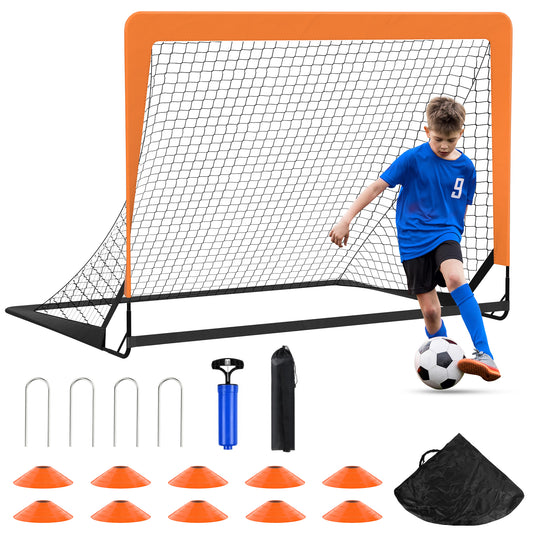 CSD02SCGL0001OG  4 x 3FT Kid Soccer Goals for Backyard, Portable Pop Up Soccer Goal Training Equipment with Soccer Ball and 10 Cones,Indoor and Outdoor Soccer Nets for Kids Youth Toddler Sports Games