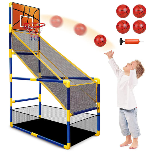 CSD02KABG0900BL  Arcade Basketball Game Set for Kids, Toddler Basketball Hoop with 4 Balls & Air Pump, Indoor and Outdoor Sports Play Toys Gifts for Boys Girls Aged 3-4 5-6 7-8 Years Old Adjustable Height Stand