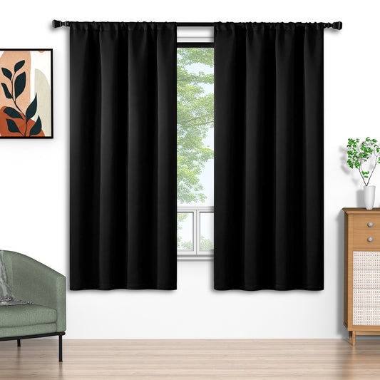 Blackout Curtains 52x72 inch, Rod Pocket Curtains Set of 2 Thermal Insulated, Solid Home Decor Window Drapes for Living Room Bedroom, Privacy Assured&Energy Saving