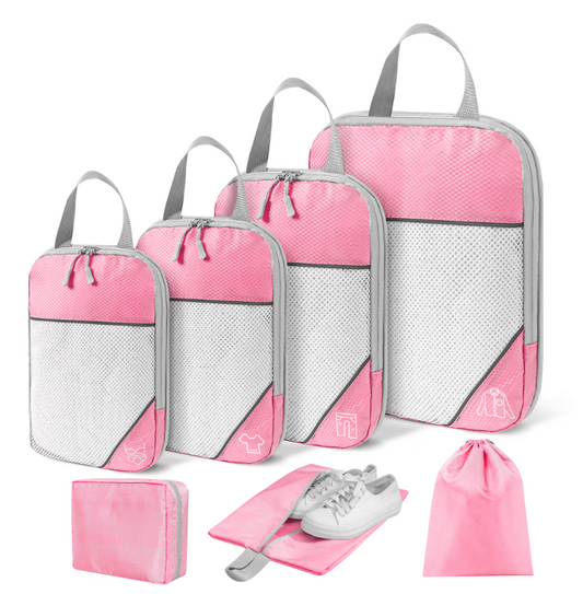 7 Set Compression Packing Cubes, Expandable Packing Organizers for Travel Accessories Luggage Suitcase Backpack