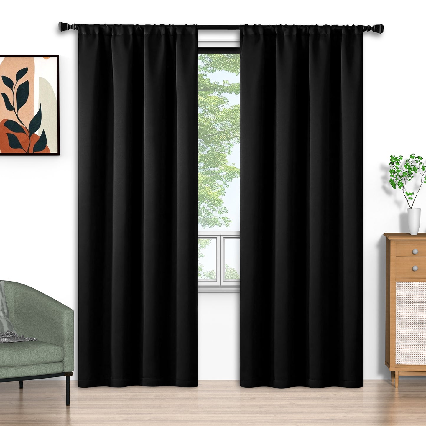 Blackout Curtains 52x96 inch, Rod Pocket Curtains Set of 2 Thermal Insulated, Solid Home Decor Window Drapes for Living Room Bedroom, Privacy Assured&Energy Saving