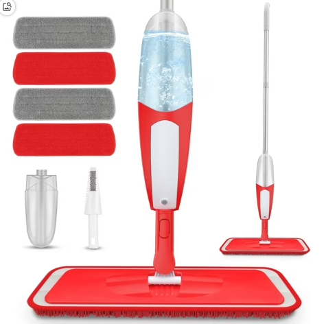 CSD15SMFF0000GY Spray Mop for Floor Cleaning, Floor Mop Microfiber Spray Mop Dry Wet Mop Dust Mop with 4 Reusable Mop Pads for Cleaning Laminate, Tile, Wood, Hardwood Floor