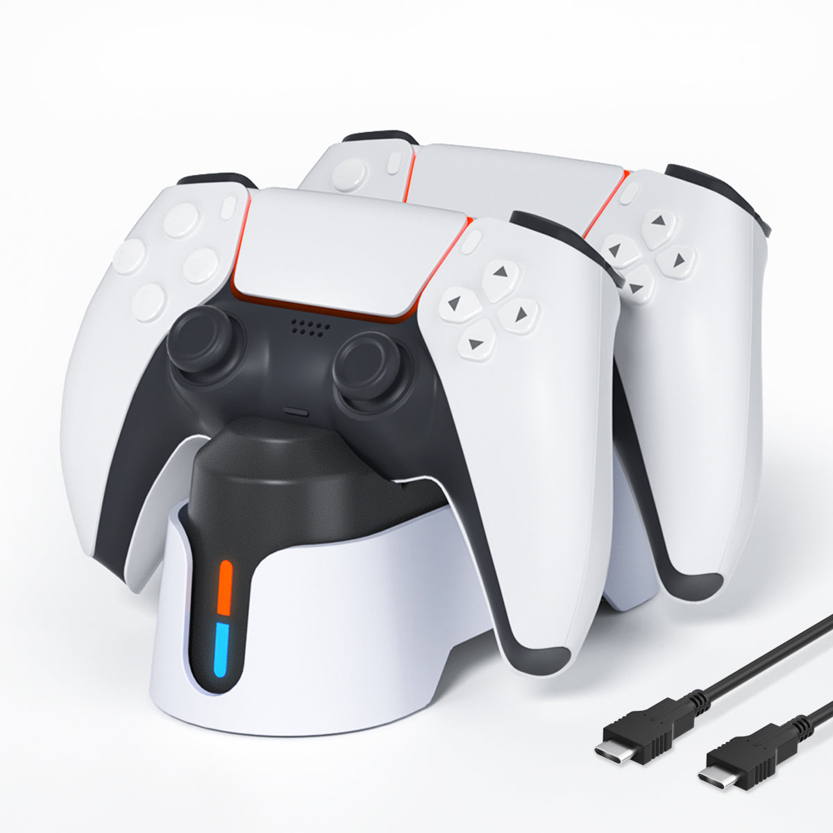 CSD01PSCC1501WT PS5 Controller Charger Station, PS5 Charging Station with LED Indicator, Dual Controller Charging Stand for Playstation 5, PS5 Docking Station Replacement for DualSense Charging Station