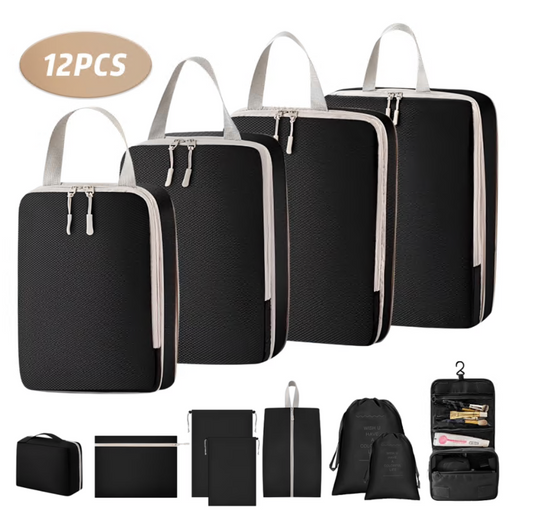 12 Set Packing Cubes for Travel, Premium Suitcase Organizer Bags Set, Space-Saving Luggage Organizers, Travel Accessories and Essentials