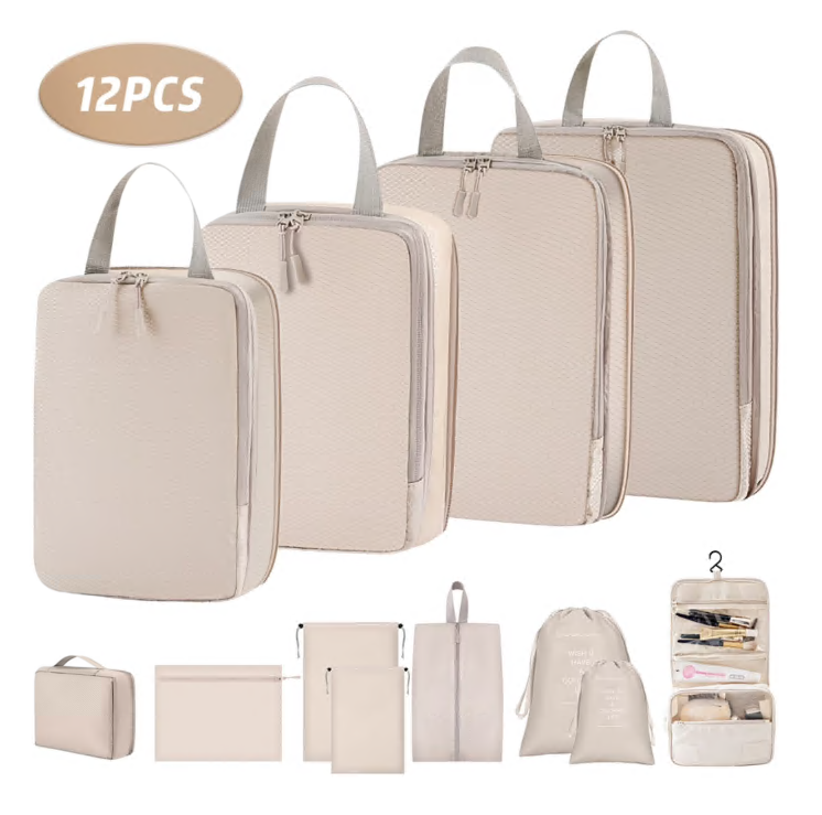 12 Set Packing Cubes for Travel, Premium Suitcase Organizer Bags Set, Space-Saving Luggage Organizers, Travel Accessories and Essentials