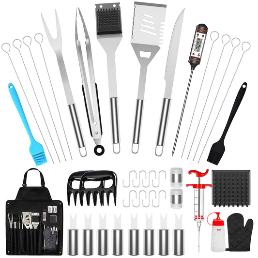 CSDBBQ-01  BBQ Grill Accessories,41PCS BBQ Tool Set, ExtraThick Stainless Steel Barbecue Utensils Cleaning Brush,Shovel Fork BBQ Accessories With Storage Bag for Camping Birthday Party on the Best bbq Set Gift