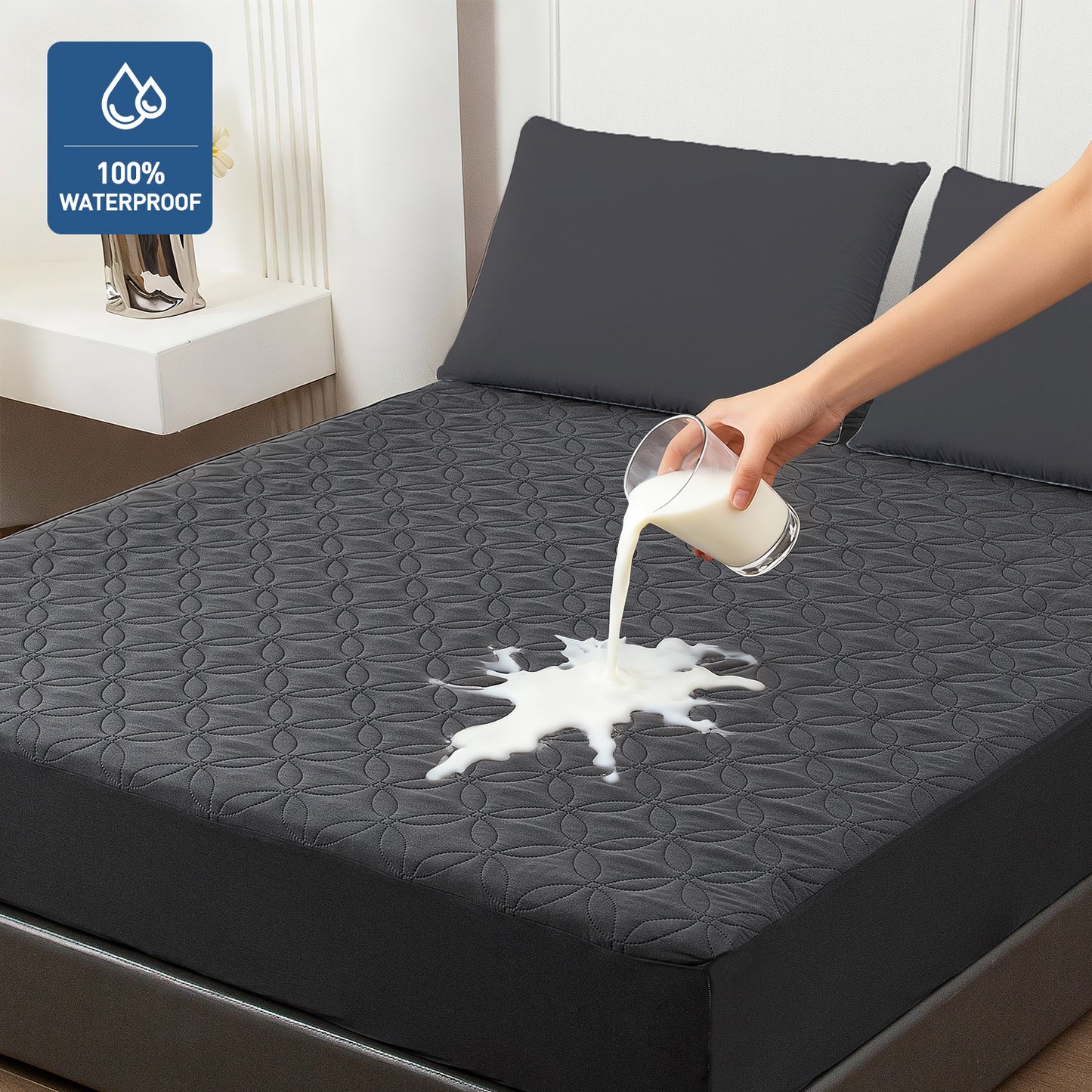 Waterproof Mattress Protector, Twin-XL Size Mattress Pad Noiseless with Deep Pocket 6"-18" Depth, Soft Breathable Dirt-Proof Bed Mattress Cover Washable for Home, Bedroom, Hotel