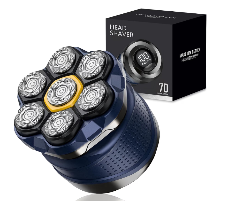 7D Head Shaver for Men, 5 in 1 Electric Bald Head Shaver with High-Speed Motor, IPX7 Waterproof Head Razor with LED Display, Dry/Wet, USB Rechargeable, Perfect for Home & Travel