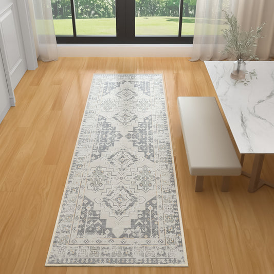 Runner Rug, Washable Hallway & Kitchen Runner Rugs with Rubber Backing, 1.7'x5' Soft Faux Wool Vintage Rug for Entryway Indoor, Kitchen, Laundry, Bedroom, indoor Non-slip