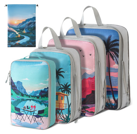 5 Set Compression Packing Cubes for Travel Essentials, Expandable Packing Cubes for Travel Accessories Luggage Suitcase Backpack