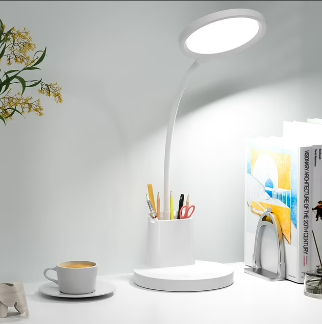 Desk Lamp, LED Table Lamps for Home Office, 3 Lighting Modes, 800LM Eye-Caring Desk Light with Pen Holder, Touch Control, Dimmable, 360° Gooseneck Desk Lamp for College Dorm Room, White