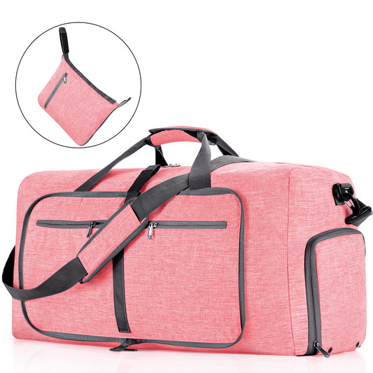 CSD01MTDB0000PK Travel Duffle Bag for Men Women, 65L Foldable Travel Duffel Bag with Shoes Compartment, 24" Extra Large Overnight Bag, Waterproof & Tear Resistant Weekender Bags (Pink)