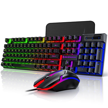 Gaming Keyboard & Mouse, 104 Keys Rainbow LED RGB Backlit Quiet Computer Keyboard, Multimedia Keys, 26 Anti-ghosting Keys, Waterproof Light up USB Wired Keyboard for PC Gamers Desktop Computer Laptop