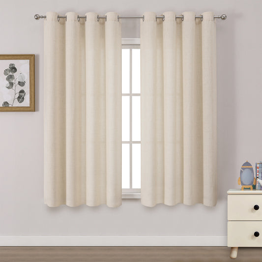 Linen Curtains 52x72 inch, 2 Panels Light Filtering Curtains Privacy Assured & Ventilation, Burlap Semi-Sheer Window Drapes for Bedroom Living Room Dining Farmhouse Decor